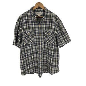 Duluth Trading Co Free Swingin' Chambray Short Sleeve Plaid Shirt Size 2XL